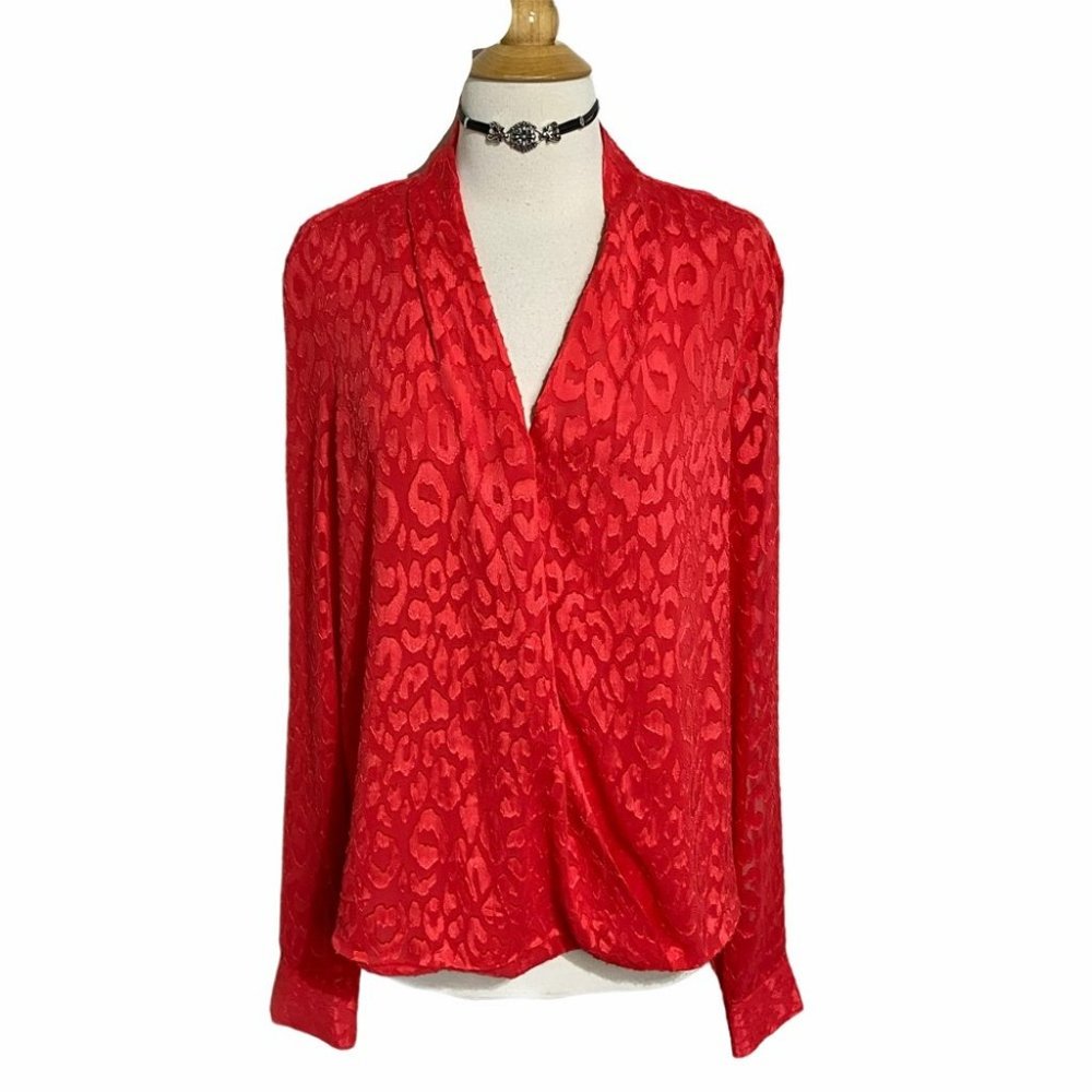 Bar III XXL Red cross over long sleeve career top